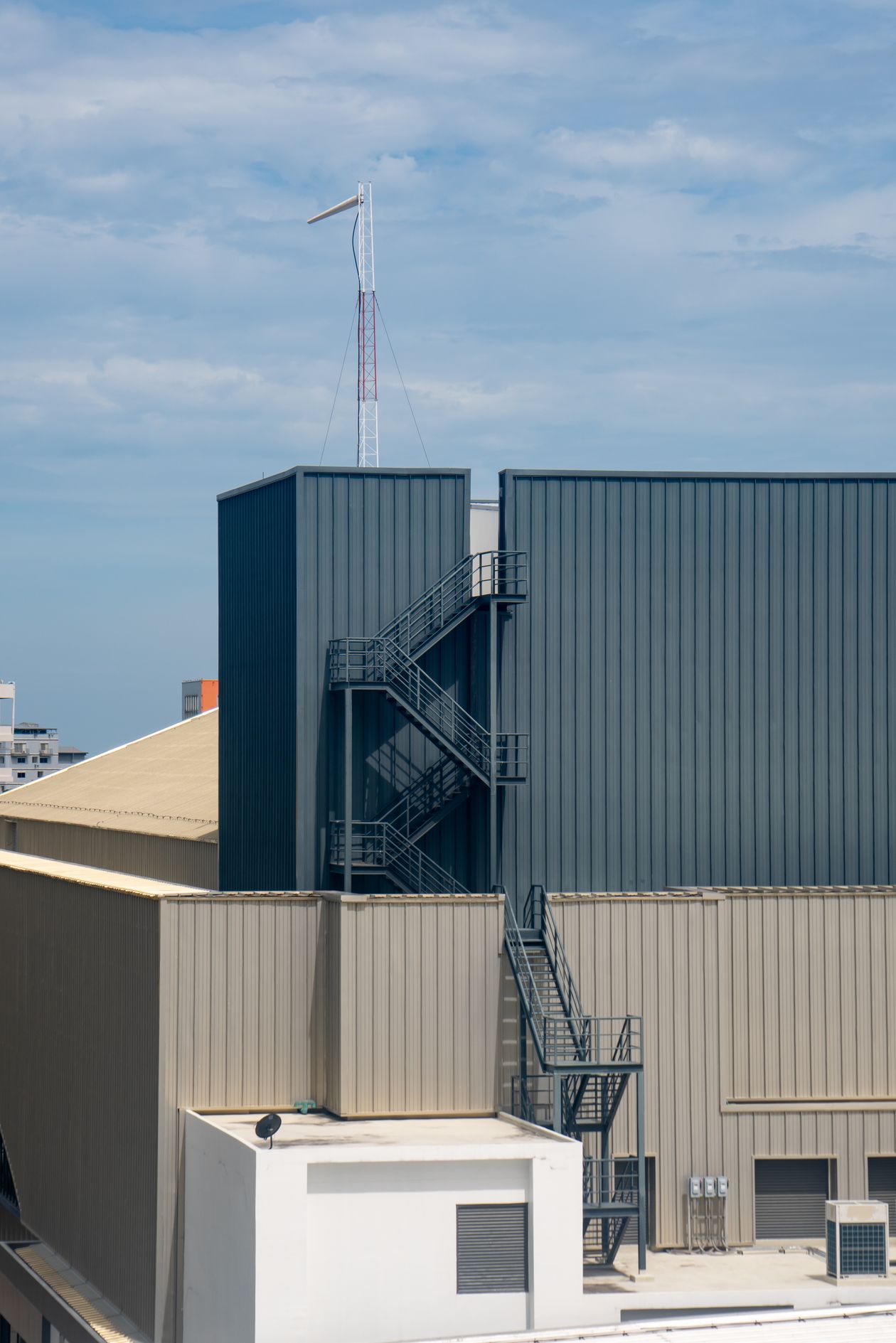 Commercial rooftop with mechanical and ventilation equipment